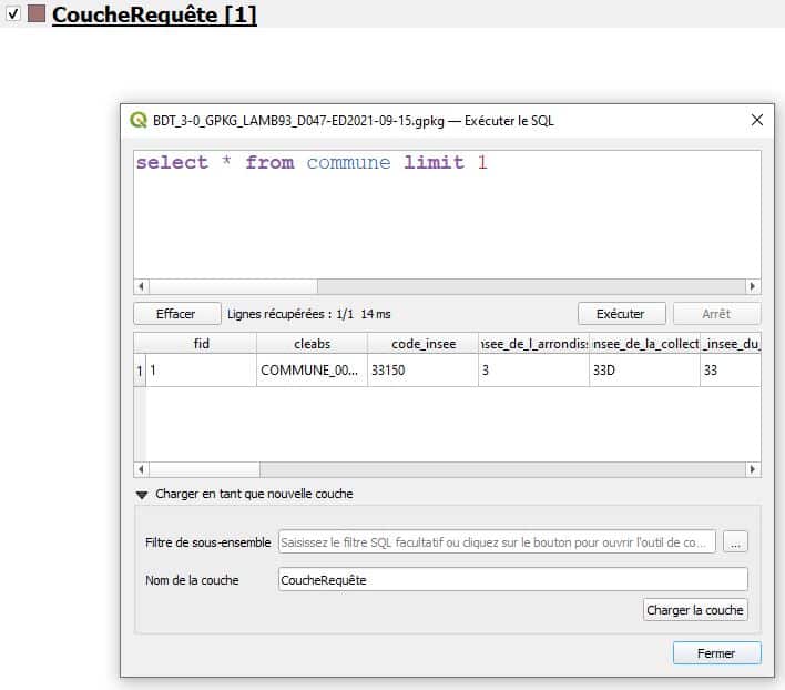 exemple requete SQL QGIS 3.22