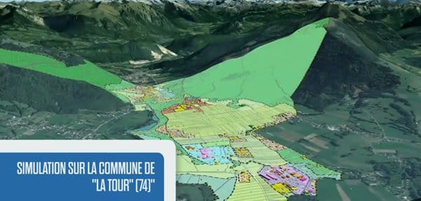 Modélisation en 3D d’un PLU, avec volumes théoriques de construction