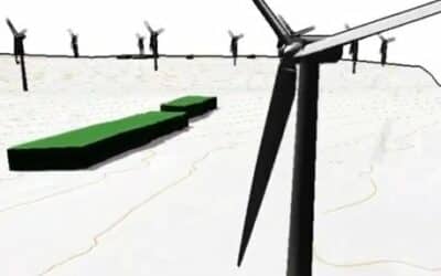 Projet d’implantation d’un parc d’éoliennes, simulation vidéo en 3D avec QGIS